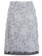 Carven Fringed Skirt, Women's, Size: 42, Grey, Acetate/silk/viscose