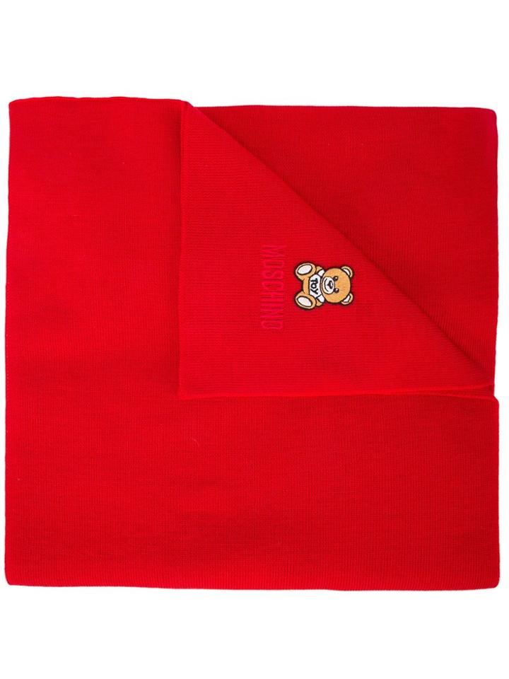 Moschino Teddy Bear Embroidered Scarf