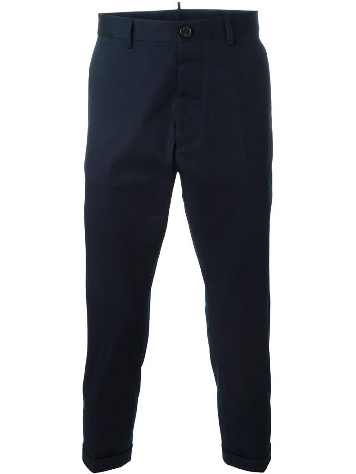 Dsquared2 Cropped Trousers, Men's, Size: 48, Blue, Cotton/spandex/elastane