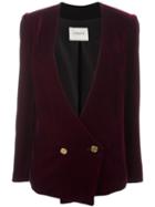 Lanvin Wrap-around Buttoned Blazer, Women's, Size: 40, Pink/purple, Viscose/cupro/cotton