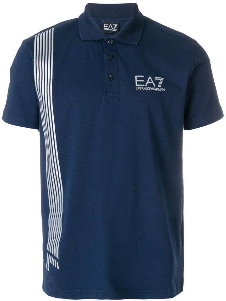 Ea7 Emporio Armani Stripe Detail Polo Shirt - Blue