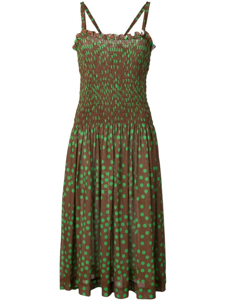 Molly Goddard Polka Dot Midi Dress - Brown