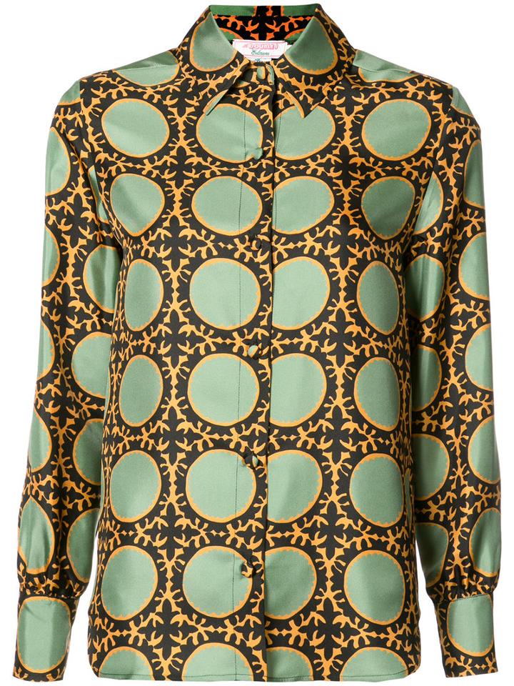 La Double J Circle Print Shirt, Women's, Size: Small, Green, Silk