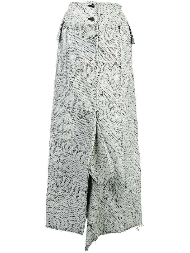 Yohji Yamamoto High Waisted Draped Skirt - White