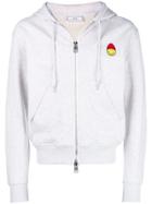 Ami Alexandre Mattiussi Zipped Hoodie With Patch Smiley - Grey