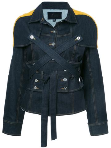Yajun Corseted Denim Jacket - Black