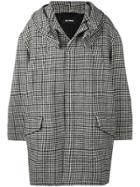 Raf Simons Hooded Houndstooth Coat - Black