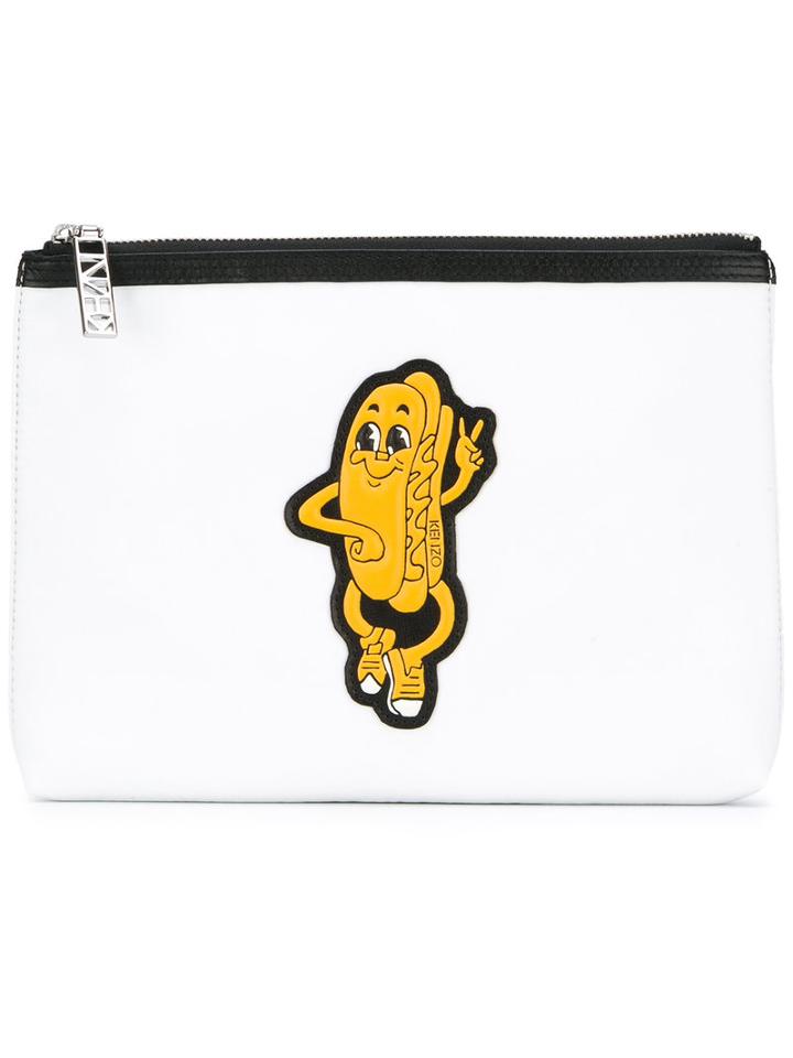 Kenzo Hot Dog Badge Clutch, Men's, White, Polyester