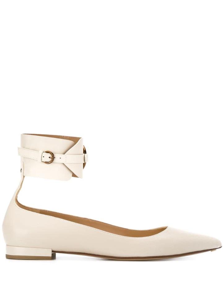 Francesco Russo Ankle Strap Ballerina Shoes - Neutrals