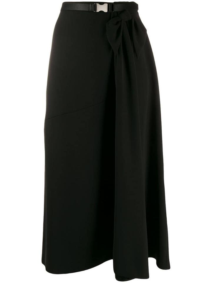Prada Belted Draped Mid-length Skirt - Black