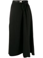 Prada Belted Draped Mid-length Skirt - Black