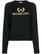 Balenciaga Logo Embroidered Jumper - Black