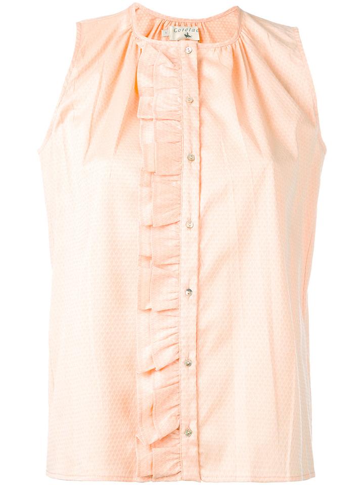 Cotélac - Ruffled Trim Shirt - Women - Cotton/polyester - 1, Pink/purple, Cotton/polyester