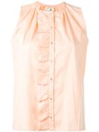 Cotélac - Ruffled Trim Shirt - Women - Cotton/polyester - 1, Pink/purple, Cotton/polyester