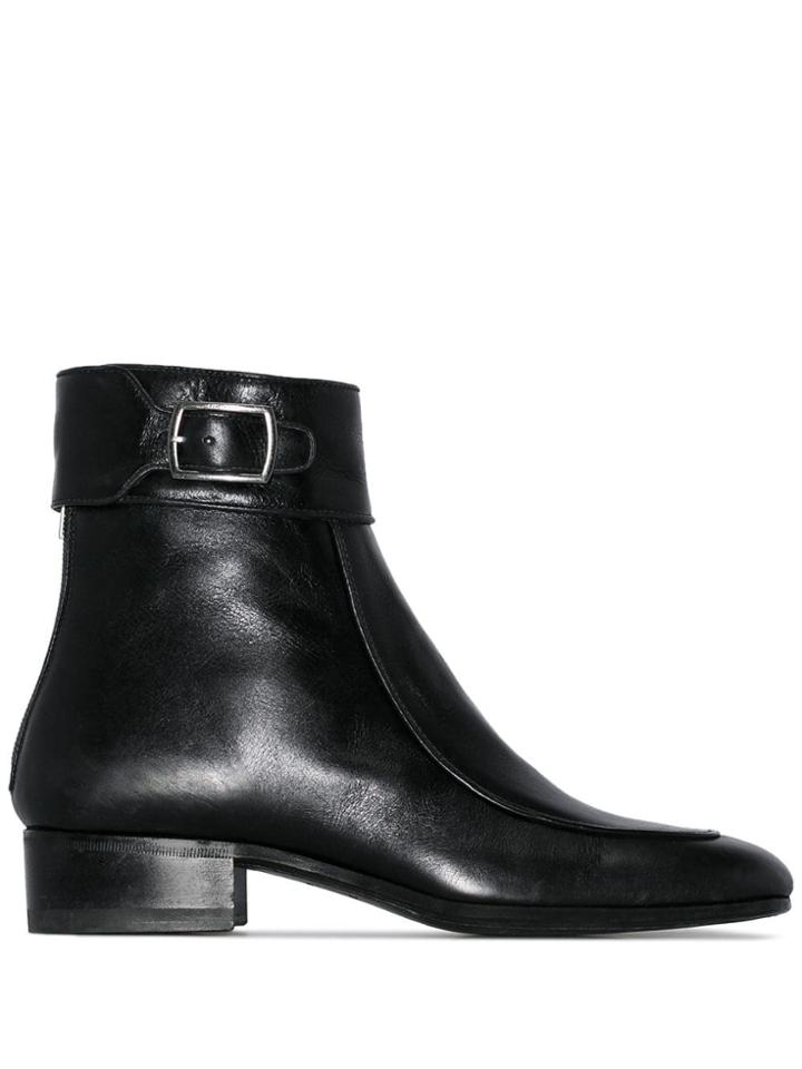 Saint Laurent Black Miles Square Toe Ankle Boot