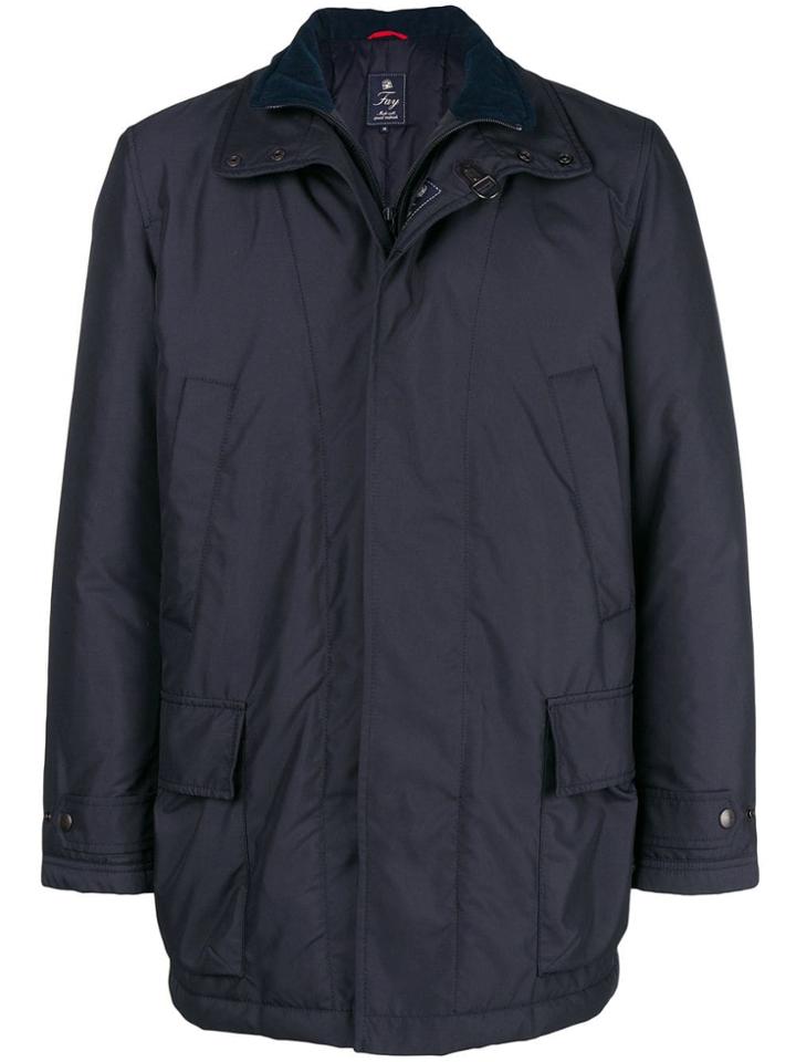Fay Double Zip Technical Coat - Blue