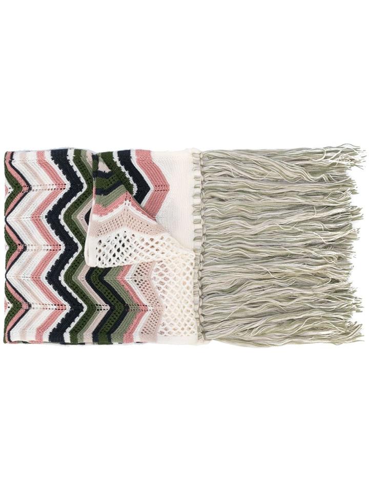 M Missoni Zigzag Fringed Scarf - Multicolour