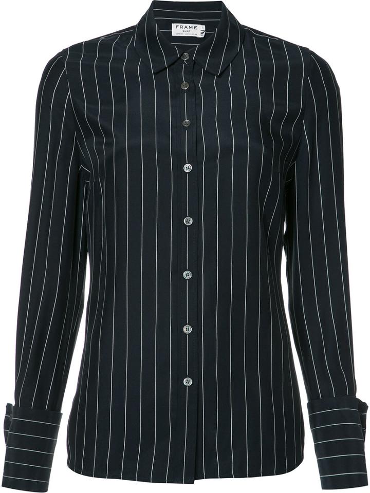 Frame Denim - Pinstripe Shirt - Women - Silk - S, Blue, Silk