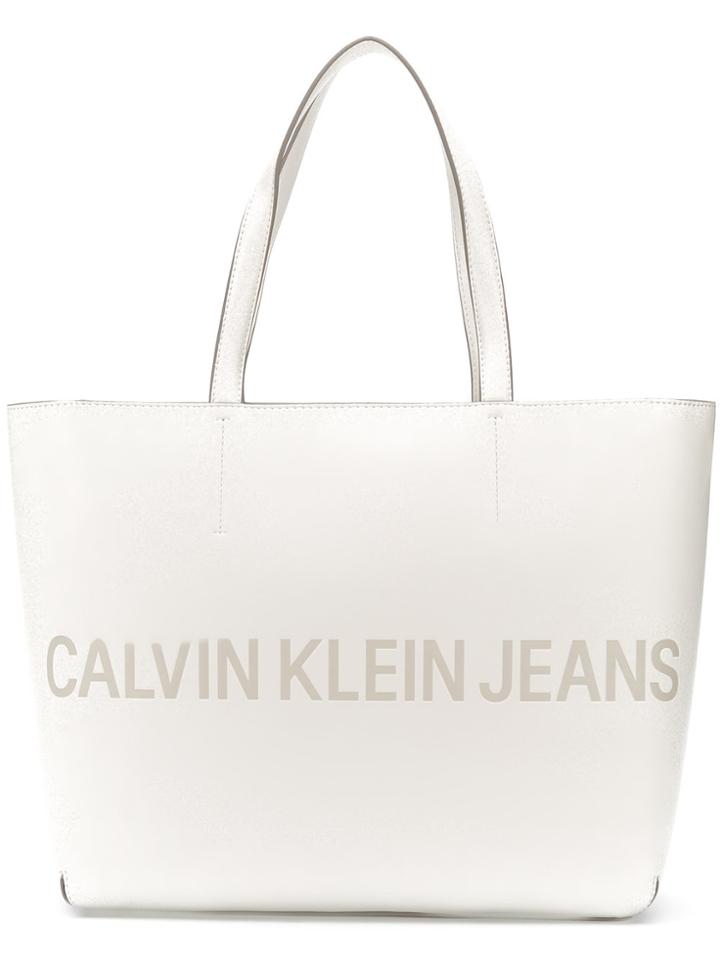 Calvin Klein Jeans Logo Tote Bag - White