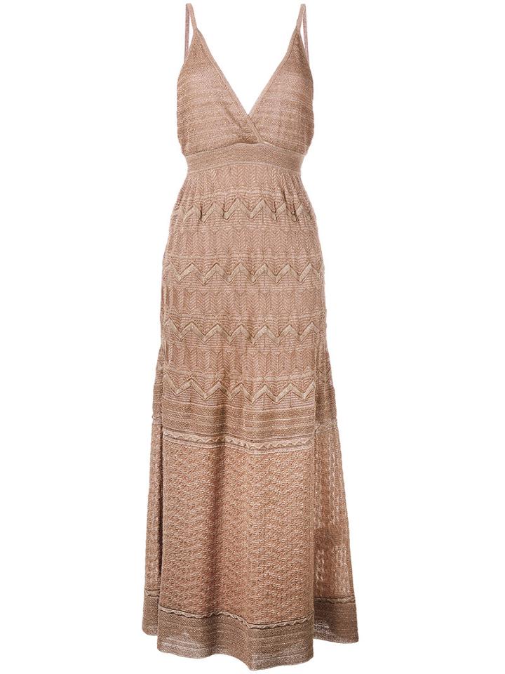 M Missoni - Zig-zag Detail Dress - Women - Polyamide/polyester/viscose/metallic Fibre - 44, Brown, Polyamide/polyester/viscose/metallic Fibre