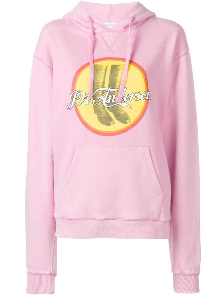 Jw Anderson Boots Print Hoodie - Pink & Purple