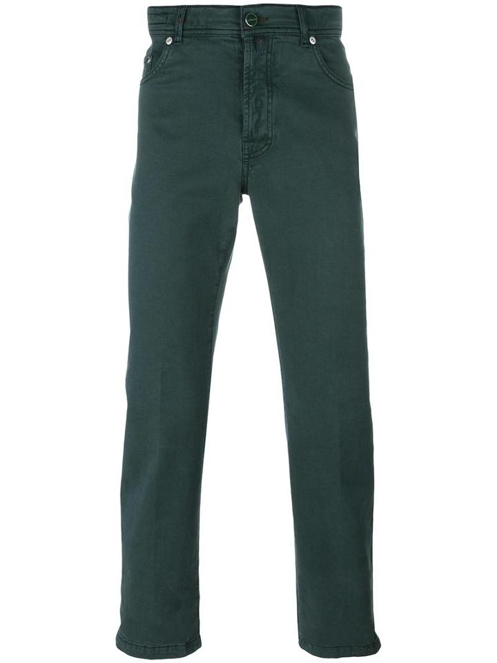 Kiton Slim-fit Trousers, Men's, Size: 35, Green, Cotton/spandex/elastane/lyocell