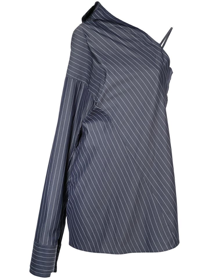 Strateas Carlucci Striped One Shoulder Dress - Grey