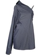 Strateas Carlucci Striped One Shoulder Dress - Grey