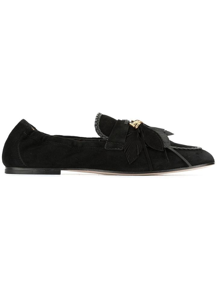 Tod's Feather Appliqué Loafers - Black
