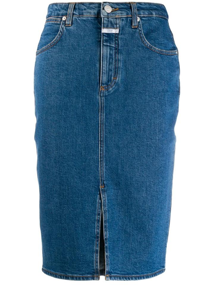 Closed High Waisted Denim Skirt - Blue