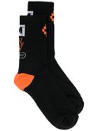 Marcelo Burlon County Of Milan Neon Logo Print Active Socks - Black