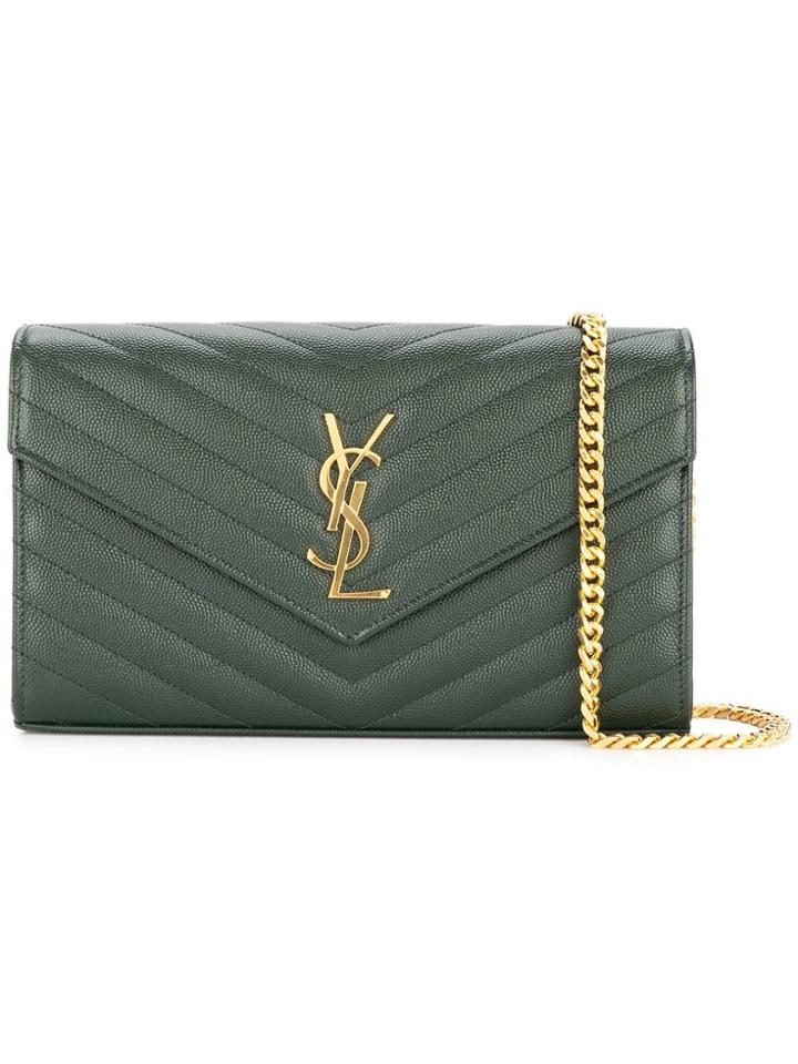 Saint Laurent Monogram Chain Wallet - Green