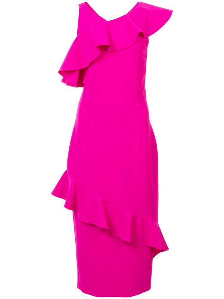 Christian Siriano Ruffle-trim Midi Dress - Pink
