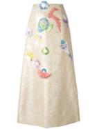 Delpozo Jacquard A-line Skirt, Size: 38, Nude/neutrals, Cotton/linen/flax/polyamide/polyester