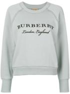Burberry Embroidered Logo Sweatshirt - Blue