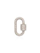 Marla Aaron 14kt White Gold Chubby Baby Diamond Lock Charm - Metallic