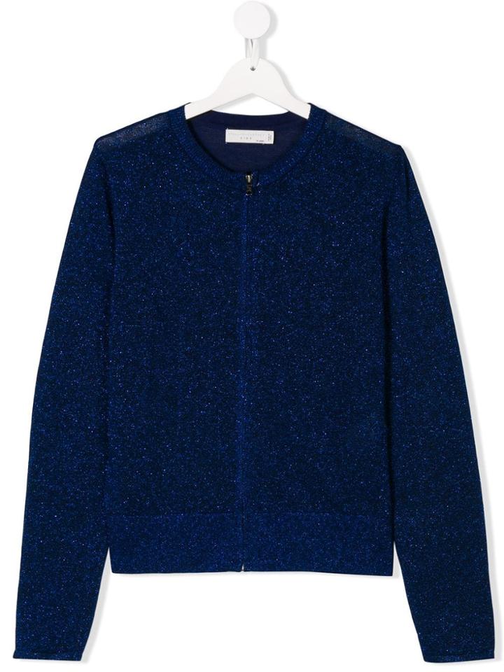 Stella Mccartney Kids Teen Zip-up Lurex Cardigan - Blue