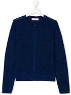 Stella Mccartney Kids Teen Zip-up Lurex Cardigan - Blue