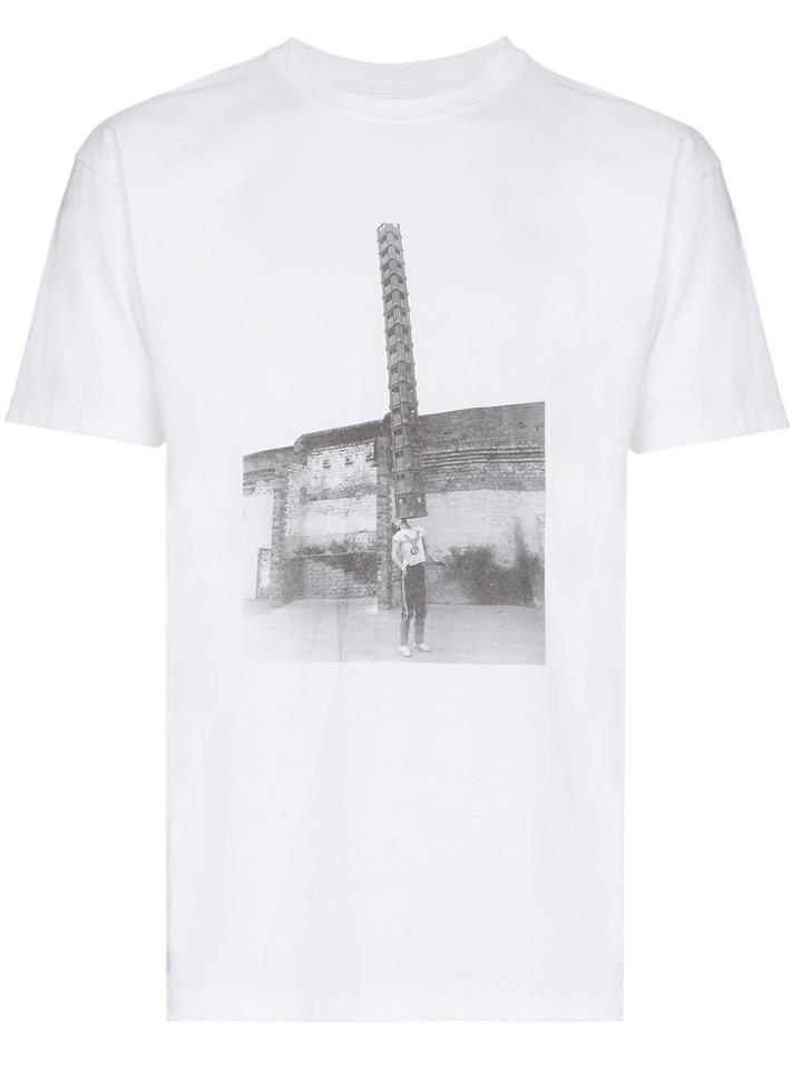 Languages Stack Print Short Sleeve Cotton T Shirt - White