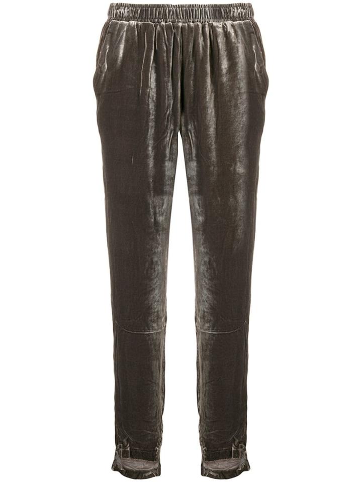 Gold Hawk Velvet Track Trousers - Grey