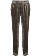 Gold Hawk Velvet Track Trousers - Grey