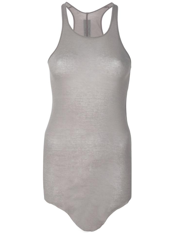 Rick Owens - Curved Hem Tank Top - Women - Cotton - 42, Grey, Cotton