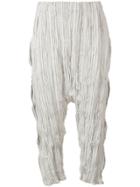 Issey Miyake Men Crinkled Cropped Harem Trousers - Grey