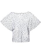 Julien David Sheer Polka Dot Blouse