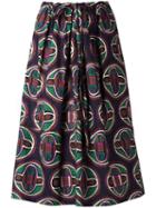 Aspesi Geometric Print Drawstring Skirt, Women's, Size: Small, Black, Cotton