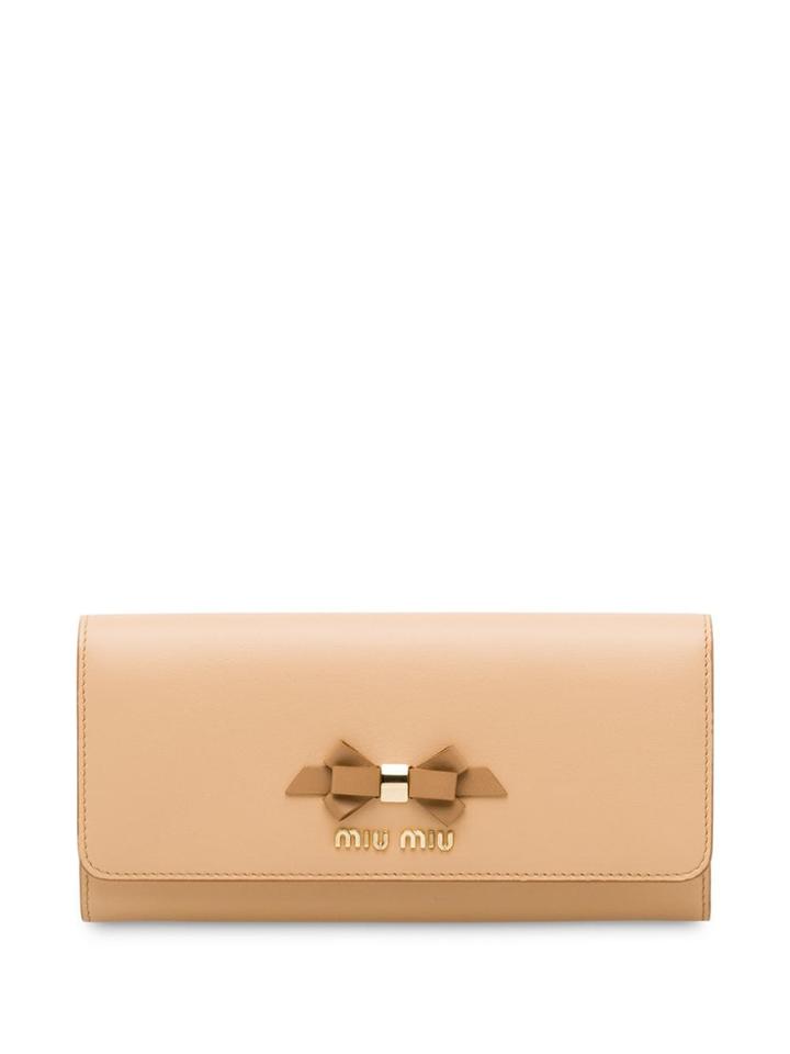 Miu Miu Bow Detail Wallet - Brown