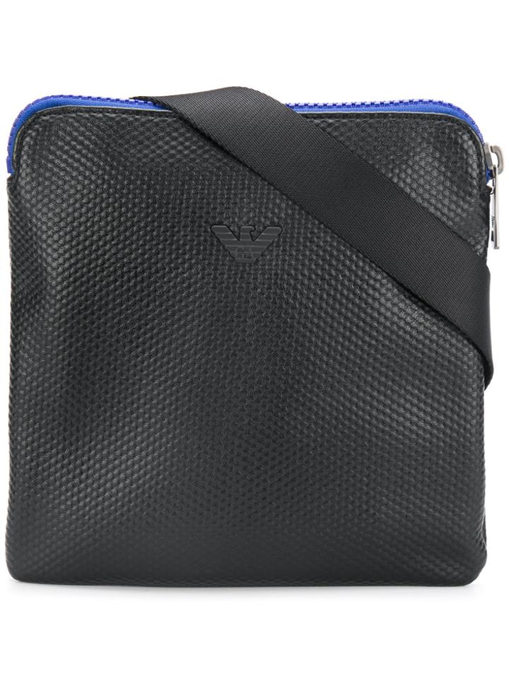 Armani Jeans Contrasting Zip Messenger Bag - Black