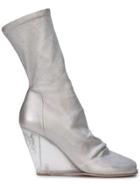 Rick Owens Wedge Mid Calf Boots - Silver