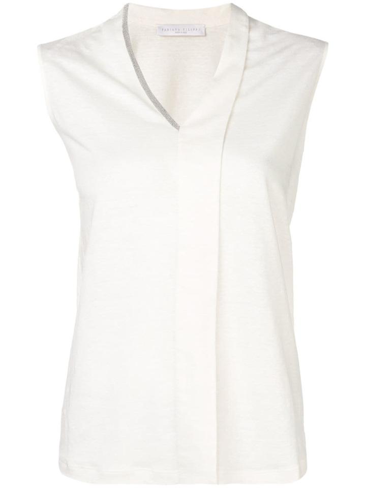 Fabiana Filippi Asymmetric Gemstone Embellished Blouse - Neutrals