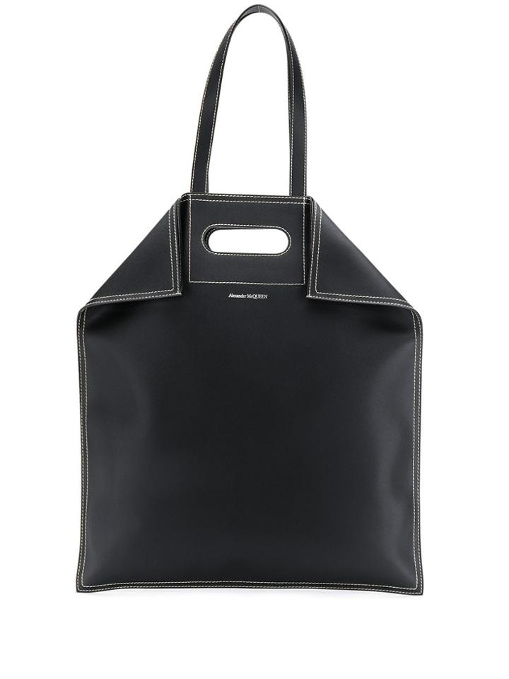 Alexander Mcqueen Foldover Shopper Tote - Black